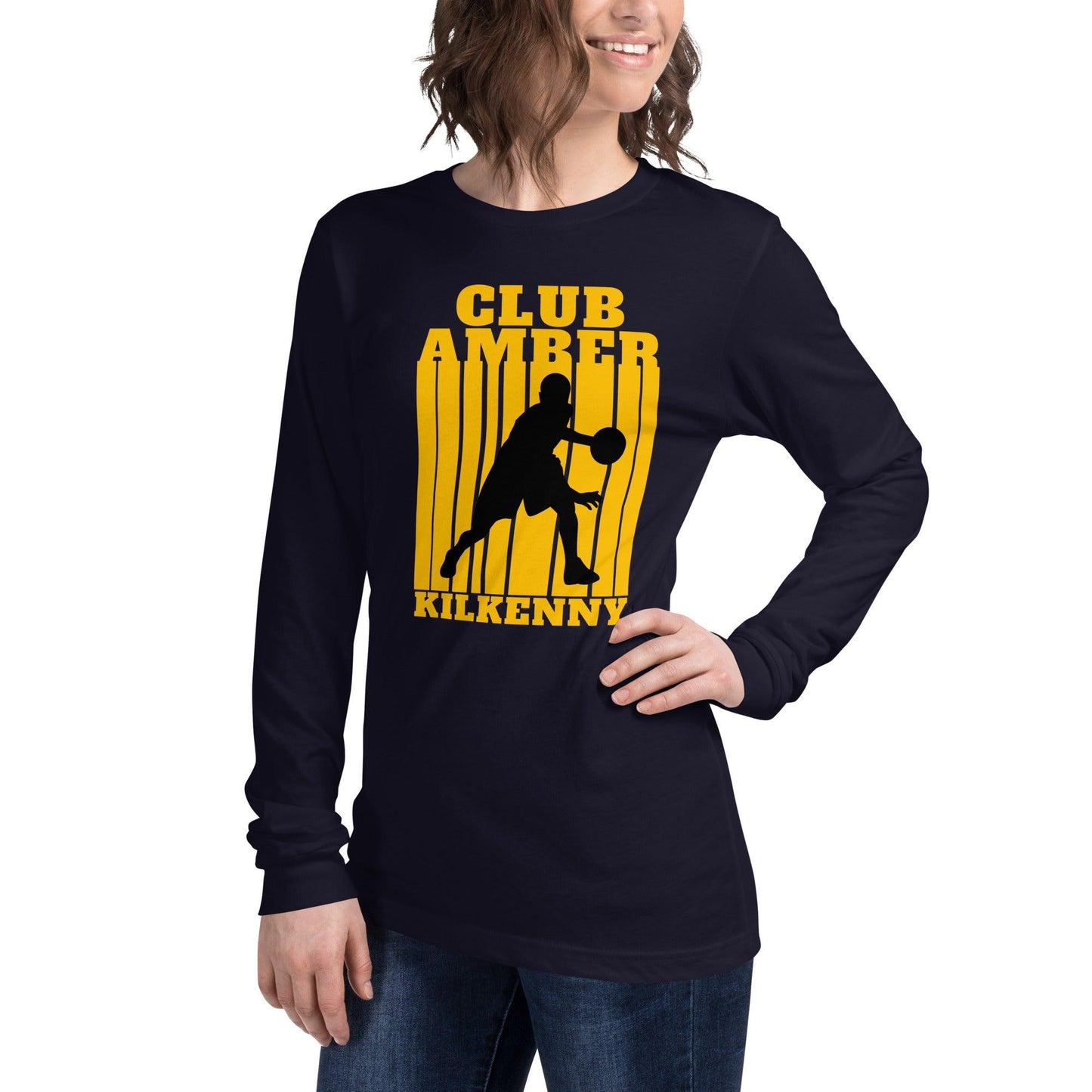 Club Amber Kilkenny Unisex Long Sleeve Tee - Designed by Moon Behind The Hill Available to Buy at a Discounted Price on Moon Behind The Hill Online Designer Discount Store